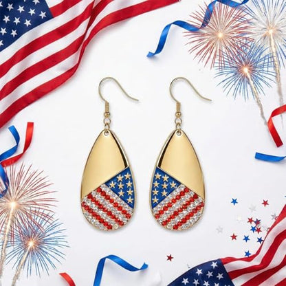 4th of July Earrings,Patriotic Dangle Stud for Women, Fourth of July Jewelry for Veterans Day - color: C
