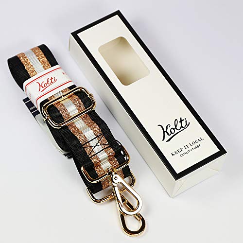 Kolti Purse Strap Replacement Crossbody Handbag Stripe Wide Adjustable - color: Gold Buckle-30