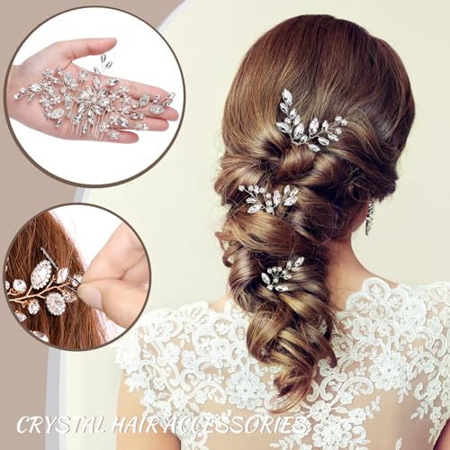 Wedding Hair Accessories: Bridal Headpiece With Hair Piece for Brides (Silver) - color: Silver