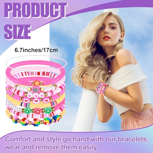 Friendship Bracelets Heishi Surfer Clay Bead Bracelets Set Stackable Beaded Preppy Jewelry Bracelets Friendship Boho Y2K Bracelets for Women Teen Girls Party Favors - color: Multicolor