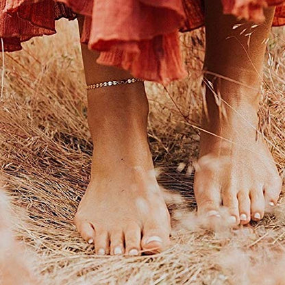 MEVECCO Anklet for Women Gold Chain 14K Gold Plated Dainty Boho Beach Summer Simple Foot Jewelry Ankle Bracelet - style: Coin