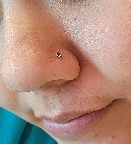 18 Nose Rings Studs Surgical Stainless Steel Hypoallergenic L Shaped Nose Piercing Jewelry for Women Men Silver Black Nostril Hoop Rings 18 Gauge - style: C1-silver & black