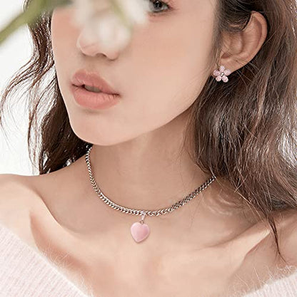 10Pcs Heart Stone Charm Pendants Natural Rose Quartz Gemstone Pendants with Platinum Brass Loops for DIY Necklace Keychains Earring Crafts Supplies - color: Rose Quartz