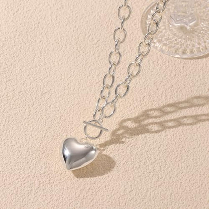 Freekiss Layered Necklace Set for Women Stackable | Herringbone Snake Cuban Rope Chain, Dainty Choker, Layered Stackable, Non Tarnish, Hypoallergenic, Adjustable 14-18.5" - color: Silver, style: Heart Paperclip OT-SL