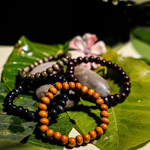 Eigso 6-8mm Wood Beads Bracelet Prayer Beads for Meditation Buddha Tibetan Bracelet for Men and Women - color: A1-8mm-29beads