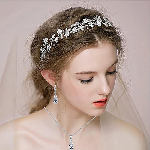 IFKM Silver Jewelry Sets for Women Rhinestone Crystal CZ Bridal Bridesmaid Accessories Necklace Earrings set for Wedding Prom Anniversary Birthday Gifts - color: White