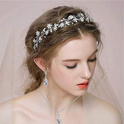 IFKM Silver Jewelry Sets for Women Rhinestone Crystal CZ Bridal Bridesmaid Accessories Necklace Earrings set for Wedding Prom Anniversary Birthday Gifts - color: White