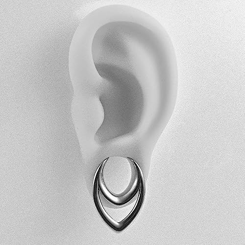 DOEARKO 2PCS Fashion Round Spiral Saddle 316 Stainless Steel Ear Tunnels Plugs Stretcher Gauges For Ear lobe Expander Piercing Body Jewelry - color: #1 Silver, size: 10mm(00G)