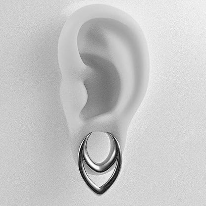 DOEARKO 2PCS Fashion Round Spiral Saddle 316 Stainless Steel Ear Tunnels Plugs Stretcher Gauges For Ear lobe Expander Piercing Body Jewelry - color: #1 Silver, size: 16mm(5/8")