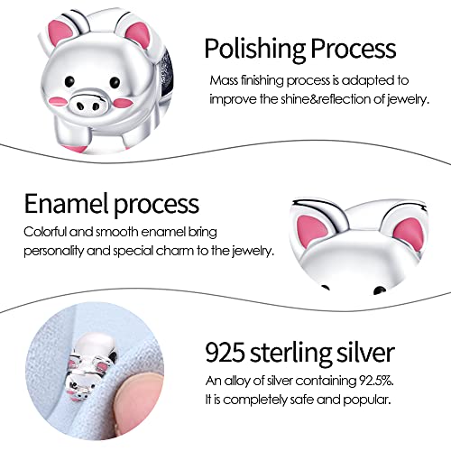 Pandach Animal Charm Bead fits Charms Bracelets for Woman-925 Sterling Silver Dangle Pendant Bead,Jewelry Beads Gifts for Women Bracelet&Necklace - style: Pet pig Charm