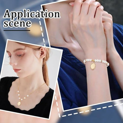 Beebeecraft 1 Box 6Pcs Cabochon Settings Charms 14K Gold Plated Stainless Steel Oval Flat Round Blank Bezel Pendant Trays Base Settings Charm with Jump Rings for DIY Jewellery Making Findings - color: #1 Tray 10x14mm
