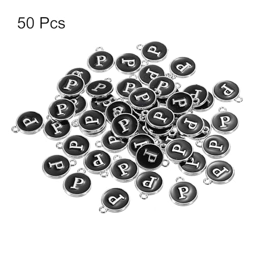 MECCANIXITY Alphabet Enamel Letter Charm Jewelry Charm Pendant for Jewelry Making, Bracelet, Craft - style: P