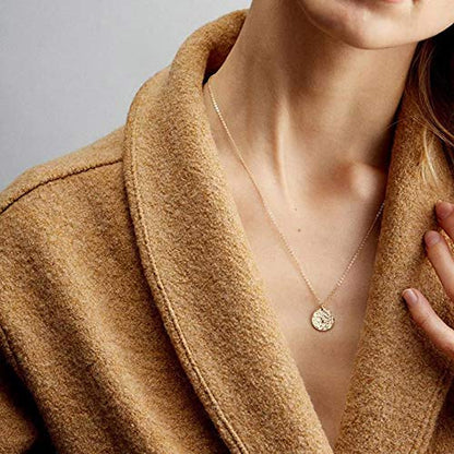 Turandoss Dainty Layered Choker Necklace, Handmade Y Pendant Necklace Multilayer Bar Disc Necklace Adjustable Layering Choker Necklaces for Women - style: 2PCS - Blue Turquoise&Hammered Disc