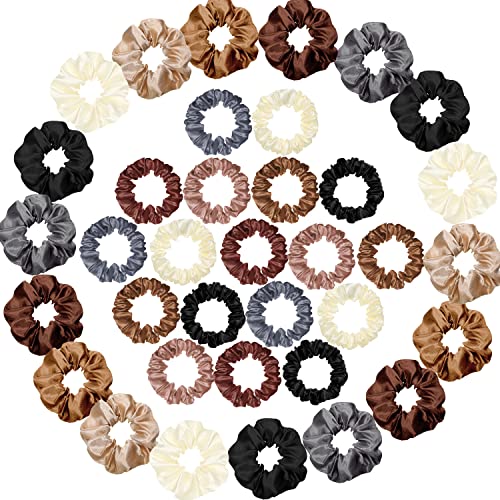 96 Pieces Satin Scrunchies Hair Tie Bulk Silk Elastic Ponytail Holders Ropes Comfortable Hair Bands Accessories for Girls Women Teens Birthday Gift(Colorful)