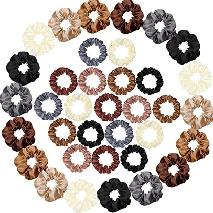 96 Pieces Satin Scrunchies Hair Tie Bulk Silk Elastic Ponytail Holders Ropes Comfortable Hair Bands Accessories for Girls Women Teens Birthday Gift(Colorful)