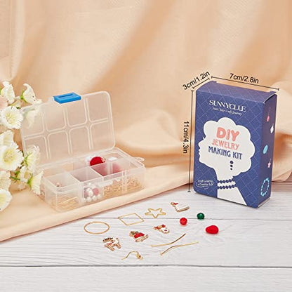SUNNYCLUE 1 Box DIY 10 Pairs Christmas Fabric Fur Pompom Earring Making Kits Christmas Tree Reindeer Enamel Pendants Charms Faux Mink Fur Covered Pendants for Women Beginners, Instruction - color: 10-diy-10 Pairs Christmas Pompom Ball Earrings