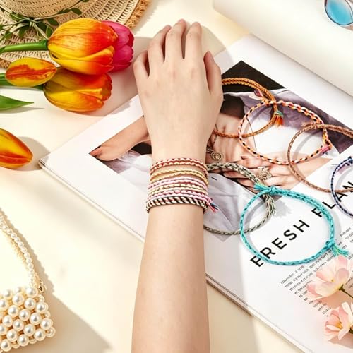37/52 Pieces Woven Wrap Friendship Bracelets, Handmade Braided Colorful Adjustable Beaded String Bracelet, Boho Friendship Anklets Bracelets for Women, Birthday Gifts Party Presents. - style: Classic -37 pcs