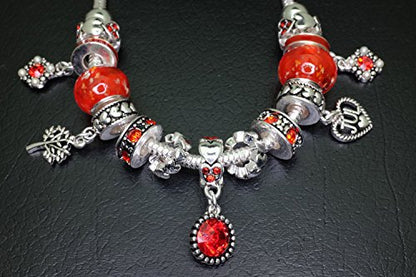 Falari Birthstone Bracelet Multi-Color Charm Beads Silvertone Birthday Gifts for Women - color: 07-July