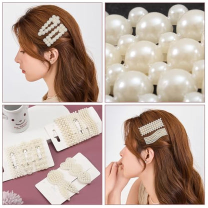 Simulated Pearl Hair Clips for Women | Cute Shapes Barrettes & Hair Clips for Women | Alligator Clips Hair Accessories for Short or Thick Hair | Fashion Hair Clips, White 8 Pcs