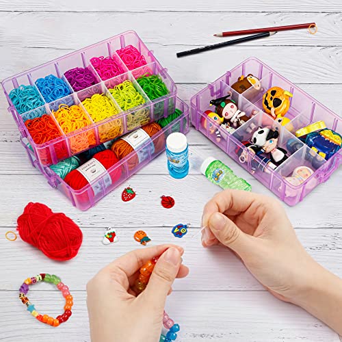 7 Layers Stackable Storage Container, 70 Adjustable Compartments (Purple) Stackable Storage Container, Perfect for Kids Toys, Art Crafts, Jewelry, Supplies, Mini Case & Letter Sticker Included - color: PURPLE