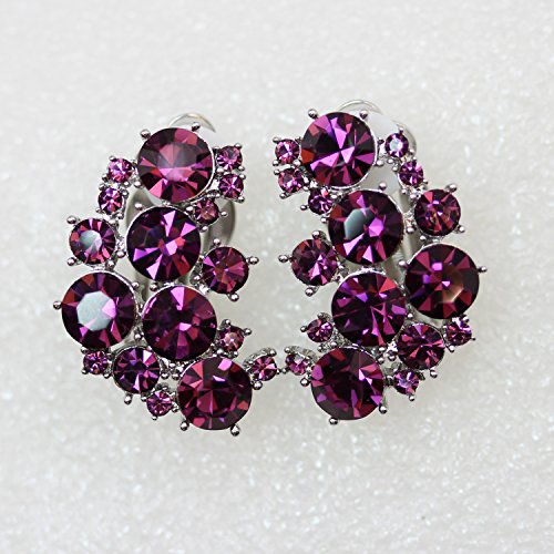 Faship Gorgeous Clip Ons Floral Earrings - color: Purple