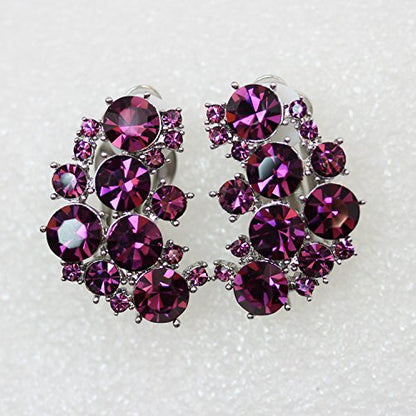 Faship Gorgeous Clip Ons Floral Earrings - color: Purple