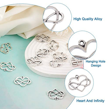 Cheriswelry Mini Heart Charms Enamel Love Heart Alloy Pendants Valentine Dangle Charms for DIY Earring Bracelet Necklace Jewelry Making - color: Heart with Infinity