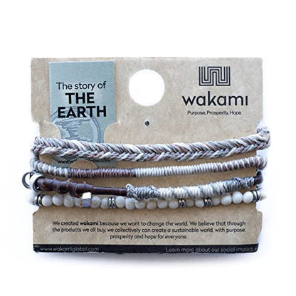 Wakami Charm Bracelet Stack Beaded Stackable Bracelets for Women - color: Beige | 7.5IN