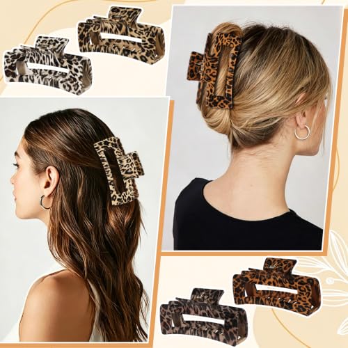 laxizar 4 Pcs Hair Clips 4.1 Inch Claw Clips Leopard Hair Accessories - color: leopard print 2