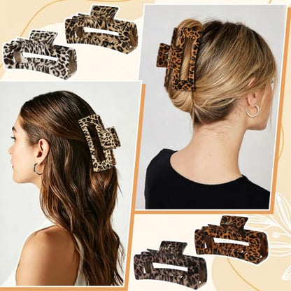 laxizar 4 Pcs Hair Clips 4.1 Inch Claw Clips Leopard Hair Accessories - color: leopard print 2