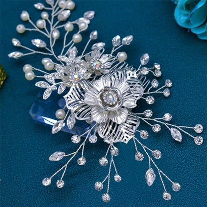 Wedding Hair Pieces for Brides, Rhinestone Bridal Hair Comb | Elegant Wedding Hair Accessories for Bridesmaid, Headwear for Party, Prom or Birthday