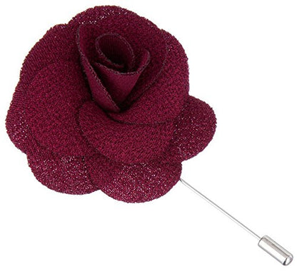 Gentleman's Essentials Premium Handmade Flower Lapel Pin Boutonniere - color: Bordeaux Wine [Begonia]