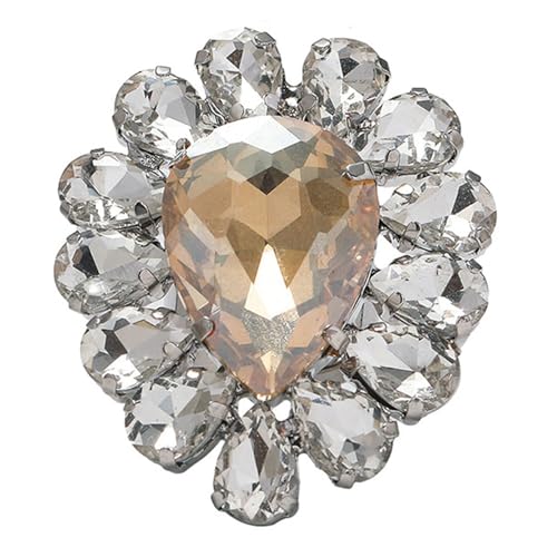 Sparkling Rhinestone Ring Bohemia Thick Large Oval Geometric Ring Square Princess Rings Fashion Heart Zircon Crystal Ring Prom Wedding Party Ball Rings for Women - color: Yellow Ellipse