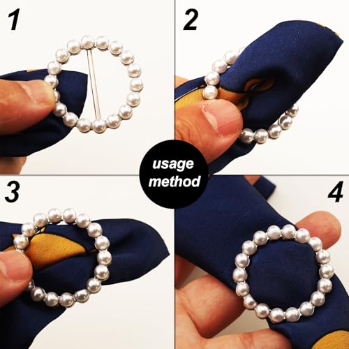 8-Pack Cute Scarf Ring, Premium Shirt Tie Clips for Women Clothing accessories, 4 Elegant Styles T-shirt Waist Cinch Clip Buckles with Rhinestone Accents (Gold/Silver)