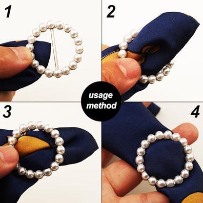 8-Pack Cute Scarf Ring, Premium Shirt Tie Clips for Women Clothing accessories, 4 Elegant Styles T-shirt Waist Cinch Clip Buckles with Rhinestone Accents (Gold/Silver)