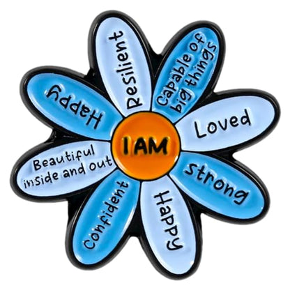 Enamel Pins, Cute Pins for Backpacks, Hat Pins, Novelty Brooch Pins, Backpack Pins, Lapel Pins for Men, Women, Girls, Boys. For Lanyard, Bags, Hats, Caps, Clothing - color: Blue Motivational Flower