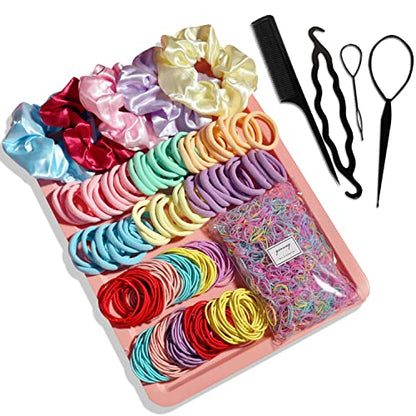 YANRONG 1159PCS Hair Accessories for Woman Set Seamless Ponytail Holders Variety Hair Scrunchies Hair Bands Scrunchy Hair Ties For Thick and Curly (Multicolour) - color: Multicolour