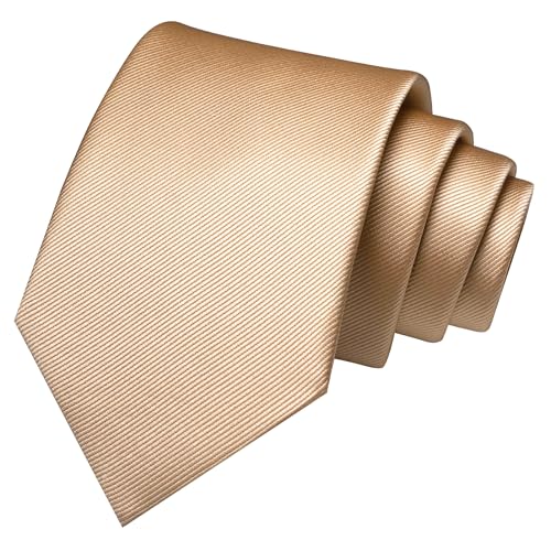 JEMYGINS Solid Color Formal Necktie and Pocket Square Tie Clip Sets for Men - color: Champagne Gold