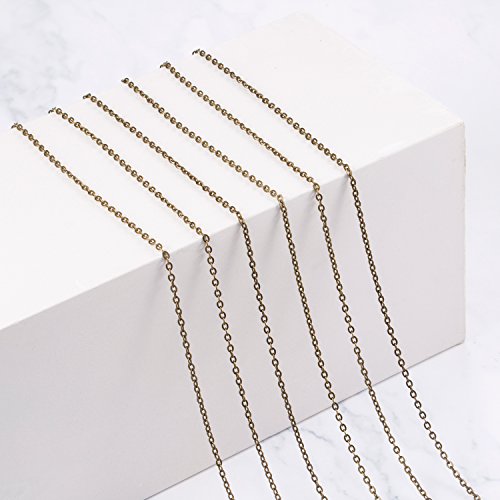 TecUnite 24 Pack Bronze Necklace Chains Bulk DIY Cable Link Chains for Jewelry Making(18 Inch) - size: 18 Inch