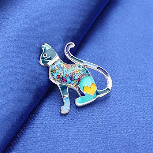 NEWEI Cat Brooch Pins for Women Girls Jacket Bag Charms Cat Pins Jewelry Gifts - color: Sky