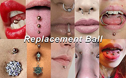 Prjndjw 25Pcs 14G 16G Replacement Balls internal thread & Externally Threaded Surgical Steel Balls Industrial Barbell Tongue Nipple Belly Button Eyebrow Rook Piercing Rings Parts 3MM-8MM - color: 25Pcs-14G-Rose Gold