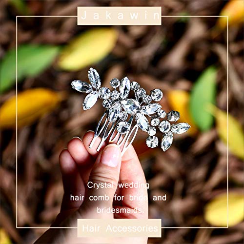 JAKAWIN Bridal Hair Accessories Wedding Hair Clip Silver Hair Comb Women | Crystal Rhinestone Bride Headpiece - color: Silver