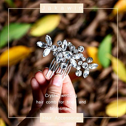 JAKAWIN Bridal Hair Accessories Wedding Hair Clip Silver Hair Comb Women | Crystal Rhinestone Bride Headpiece - color: Silver