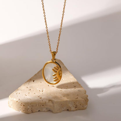 Unisex Celestial Gold Pendant Necklaces, Sun/Moon/Star/Angle Celestial Elements Unisex Choker Gold Lover Chains for Men and Women Jewelry - color: Gold Chain - Sun #3