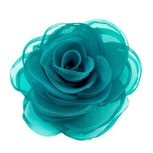 Lovely Rose Flower Hair Clips and Brooches for Women | Floral Pins and Accessories with Green Brooch - color: Green