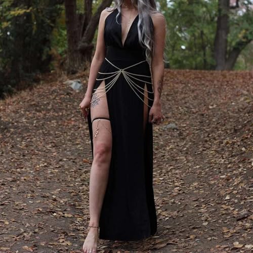 Snake Thigh Chain for Women, Medusa Serpent Garter Leg Jewelry, Gothic Leg Accessories for Halloween Costume, Festival Fashion - style: A Gold Snake Thigh Chain