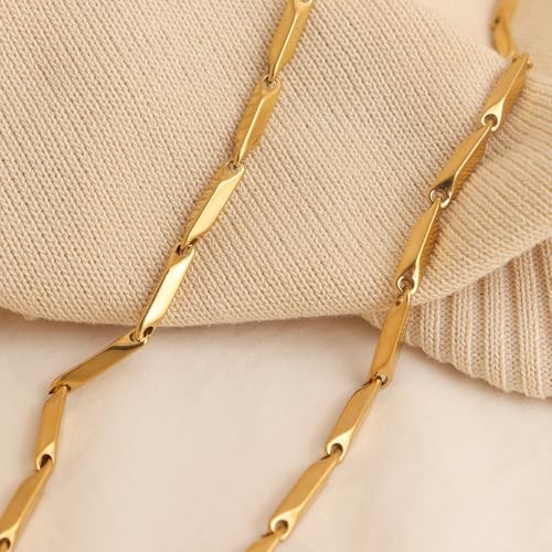 Jean Beau Gold Choker Necklace for Women, Simple 18K Gold Plated Adjustable Link Chain Prom Jewelry Gifts - color: Chunky melon Seeds