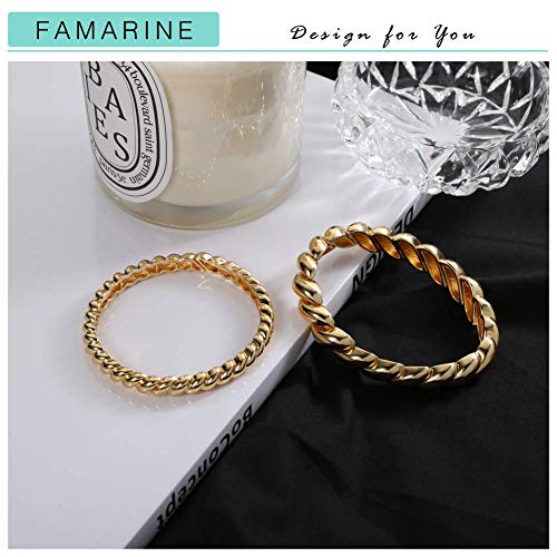 FAMARINE Gold Silver Chunky Bangle Bracelet for Women Men - style: Style K
