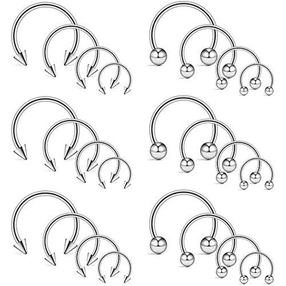 Ruifan 10-24PCS 16G Surgical Steel Nose Septum Horseshoe Hoop Earring Eyebrow Tragus Lip Piercing Ring - style: 24PCS - Option A