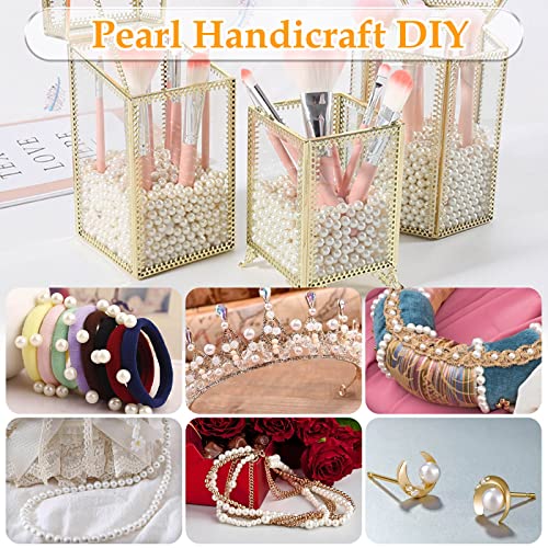 Pearl Beads for Craft, Anezus 500pcs Ivory Faux Fake Pearls, 10 MM Small Sew on Pearl Beads with Holes for Jewelry Making, Bracelets, Necklaces, Hairs, Crafts, Decoration and Vase Filler - size: 10 MM